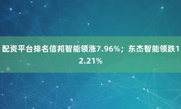 配资平台排名信邦智能领涨7.96%；东杰智能领跌12.21%